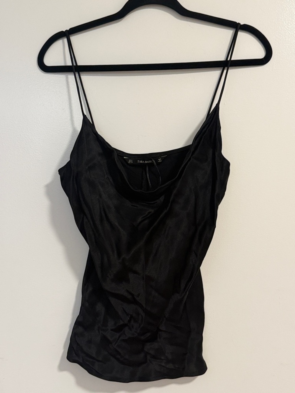 Zara Black Satin Cowl Neck Camisole